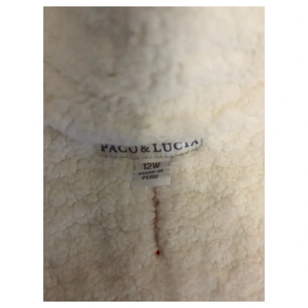 NWOT PACO & LUCIA Olive Branch Faux Lambswool Dog Jacket in Inca Trail Size 12W